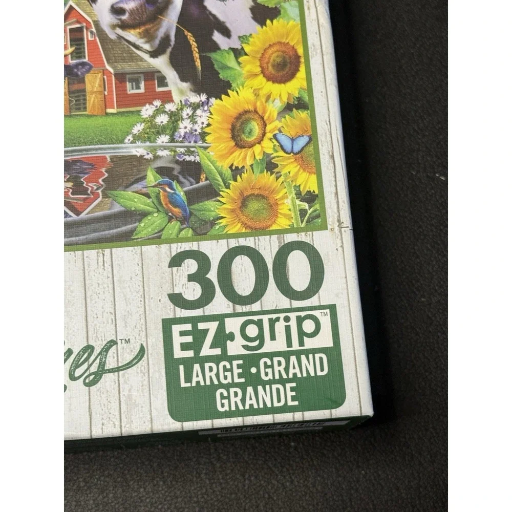 Master Pieces 2 EZ-Grip 300 Large Piece Jigsaw Puzzle Linen Complete Green Acres